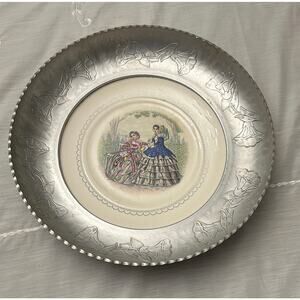Farberware China & Wrought Aluminum Serving Plate Vintage Victoriana